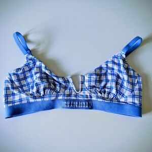 Hoaka Apparel Blue & White Plaid Bralette – Size M – Rare Style
